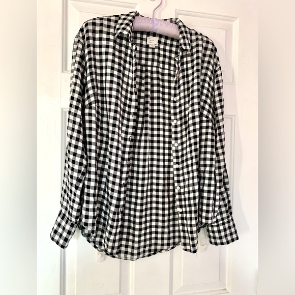 SOLD AS A FREE ITEM Women’s Black & White Plaid Shirt | Button Down | Size Small - Picture 2 of 13